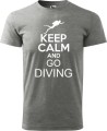 Koszulka dla nurka z napisem Keep calm and go diving bawełna kolor szary
