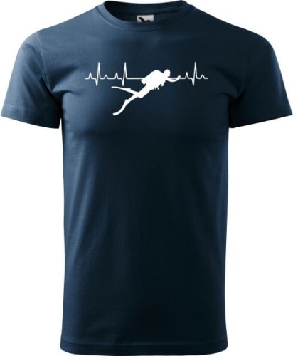 Koszulka dla nurka linia życia EKG nurek kolor granatowy