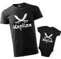 Zestaw: koszulka i body dla taty i syna. Kapitan i majtek. Kolor czarny.