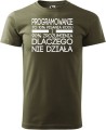 Koszulka dla informatyka Programowanie to 10% pisania kodu i 90% zrozumienia dlaczego nie działa Prezent dla programisty kolor koszulki militarny