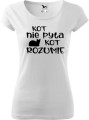 Koszulka dla kociary z nadrukiem kot nie pyta kot rozumie kolor biały