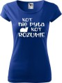 Koszulka dla kociary z nadrukiem kot nie pyta kot rozumie kolor chabrowy