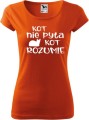 Koszulka dla kociary z nadrukiem kot nie pyta kot rozumie kolor pomarańczowy