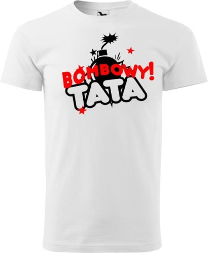 Koszulka z nadrukiem Bombowy tata prezent na dzień taty kolor biały