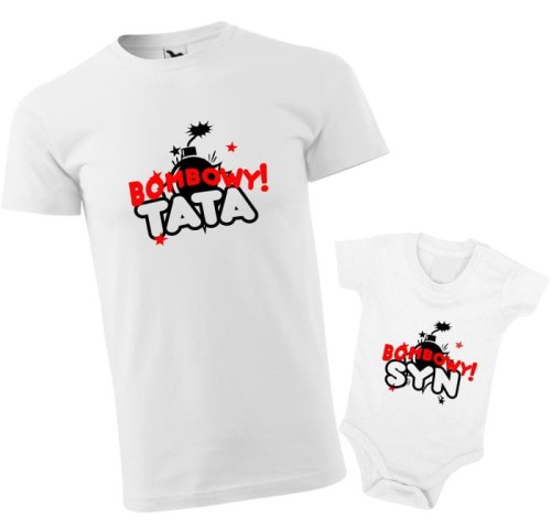 Wyjątkowy zestaw koszulki i body dla Taty i Dziecka krótki rękaw body, koszulka męska biała