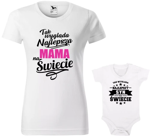 Zestaw Tak Wygląda Najlepsza Mama Synek na świecie  Dzień Mamy AlleKoszulki (1).webp