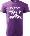 Koszulka paralotnia z nadrukiem Born to fly prezent dla paralotniarza kolor fioletowy