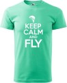 Prezent dla paralotniarza koszulka z nadrukiem Keep Calm And Fly kolor miętowy