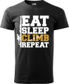 Koszulka dla wspinacza z nadrukiem Eat Sleep Climb Repeat kolor czarny