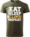 Koszulka dla wspinacza z nadrukiem Eat Sleep Climb Repeat kolor militarny