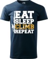Koszulka dla wspinacza z nadrukiem Eat Sleep Climb Repeat kolor granatowy