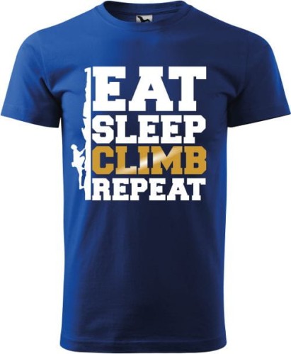 Koszulka dla wspinacza z nadrukiem Eat Sleep Climb Repeat kolor chaber