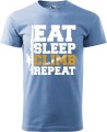 Koszulka dla wspinacza z nadrukiem Eat Sleep Climb Repeat kolor błękitny