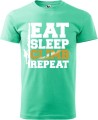 Koszulka dla wspinacza z nadrukiem Eat Sleep Climb Repeat kolor miętowy