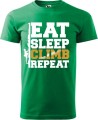 Koszulka dla wspinacza z nadrukiem Eat Sleep Climb Repeat kolor zieleń trawy