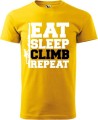 Koszulka dla wspinacza z nadrukiem Eat Sleep Climb Repeat kolor żółty