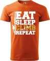 Koszulka dla wspinacza z nadrukiem Eat Sleep Climb Repeat kolor pomarańczowy