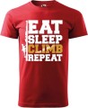 Koszulka dla wspinacza z nadrukiem Eat Sleep Climb Repeat kolor czerwony