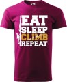 Koszulka dla wspinacza z nadrukiem Eat Sleep Climb Repeat kolor malinowy