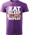 Koszulka dla wspinacza z nadrukiem Eat Sleep Climb Repeat kolor fioletowy