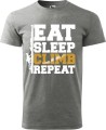 Koszulka dla wspinacza z nadrukiem Eat Sleep Climb Repeat kolor szary
