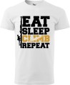 Koszulka dla wspinacza z nadrukiem Eat Sleep Climb Repeat kolor biały