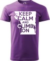 Koszulka dla wspinacza Keep Calm and Climb On kolor fioletowy