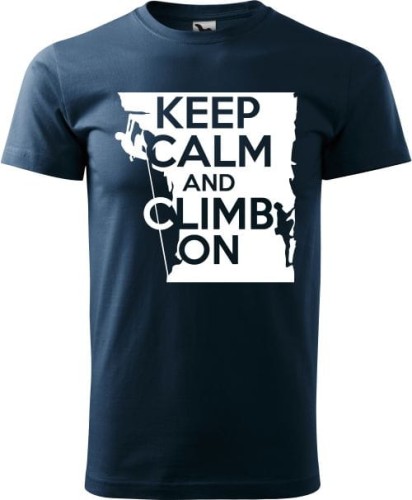 Koszulka dla wspinacza Keep Calm and Climb On kolor granatowy