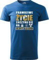 Koszulka Emeryta Prawdziwe Życie zaczyna się na emeryturze kolor lazur