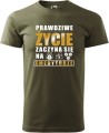 Koszulka Emeryta Prawdziwe Życie zaczyna się na emeryturze kolor militarny