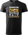 Koszulka Emeryta Prawdziwe Życie zaczyna się na emeryturze kolor czarny