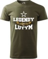 Męskie koszulki z miesiącem na urodziny Legendy rodzą się w kolor militarny