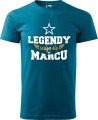 Męskie koszulki z miesiącem na urodziny Legendy rodzą się w kolor petrol blue
