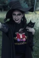 Koszulka wiedźma damska na halloween z motywem wiedźmy kolor czarny kot