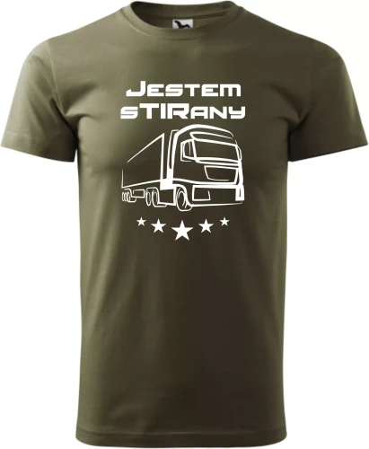 Koszulka dla kierowcy ciężarówki z nadrukiem Jestem stirany kolor militarny