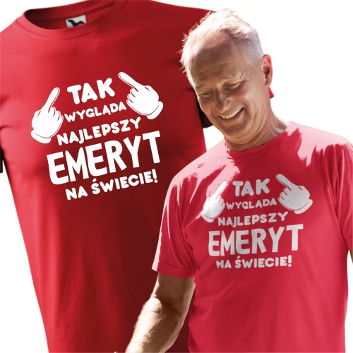 Koszulka dla emeryta męska z nadrukiem Tak wygląda najlepszy emeryt na świecie