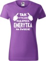 Koszulka dla emerytki z nadrukiem Tak wygląda najlepsza emerytka na świecie kolor fioletowy