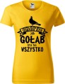Koszulka dla emerytki ze śmiesznym nadrukiem Emeryt jak gołąb sra na wszystko kolor żółty