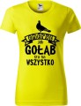 Koszulka dla emerytki ze śmiesznym nadrukiem Emeryt jak gołąb sra na wszystko kolor cytrynowy