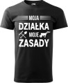 Koszulka dla działkowca z nadrukiem Moja działka moje zasady kolor czarny
