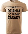Koszulka dla działkowca z nadrukiem Moja działka moje zasady kolor piaskowy