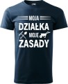 Koszulka dla działkowca z nadrukiem Moja działka moje zasady kolor granatowy