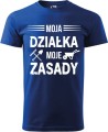 Koszulka dla działkowca z nadrukiem Moja działka moje zasady kolor chabrowy
