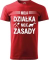 Koszulka dla działkowca z nadrukiem Moja działka moje zasady kolor czerwony