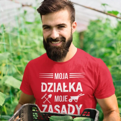 Koszulka dla działkowca z nadrukiem Moja działka moje zasady