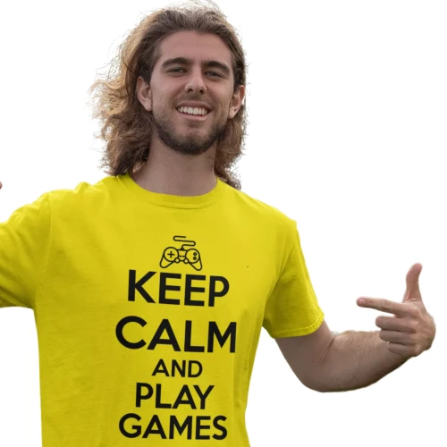 Koszulka dla informatyka gracza z nadrukiem Keep Calm and Play Games