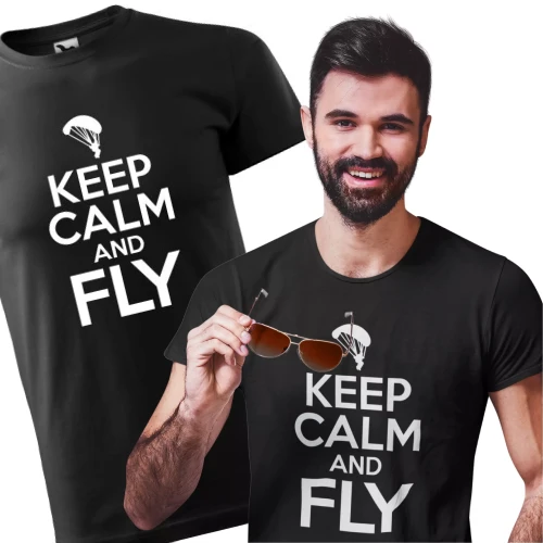 Prezent dla paralotniarza koszulka z nadrukiem Keep Calm And Fly