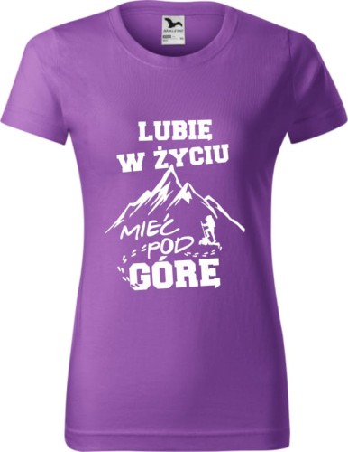 Damska koszulka w góry Lubię w życiu mieć pod górę kolor fioletowy Aradena.pl.jpg