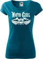 Koszulka dla niej na motocykl Moto Girl kolor petrol blue Aradena.pl.webp