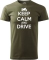 Koszulka dla motocyklisty nadruk Keep Calm and Drive kolor militarny Aradena.pl.jpg